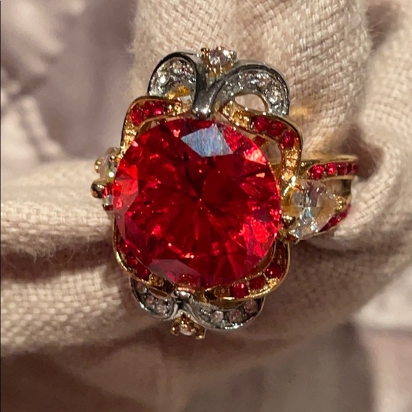 Chunky Orange Diamond Statement Ring Size 6.5 NWTS - Picture 7 of 14